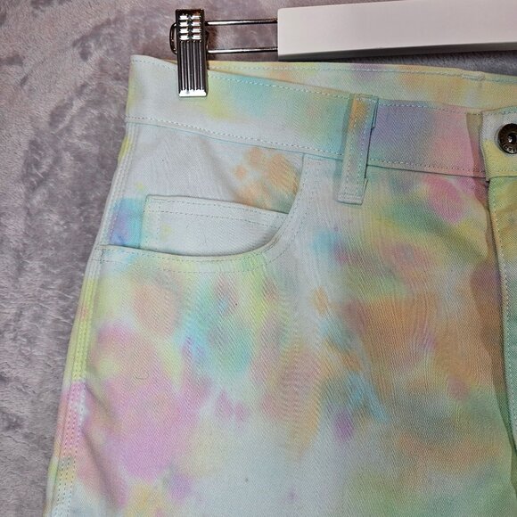 Dickies Pastel Tie Dye Cargo Shorts Womens 34 Multi Color Cotton Blend Bermuda - Picture 3 of 12
